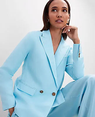 Ann Taylor The Petite Relaxed Double Breasted Long Blazer in Linen Blend sold by Ann Taylor product image thumbnail 4