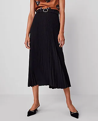 Ann Taylor Belted Pleated Midi Skirt sold by Ann Taylor product image thumbnail 2