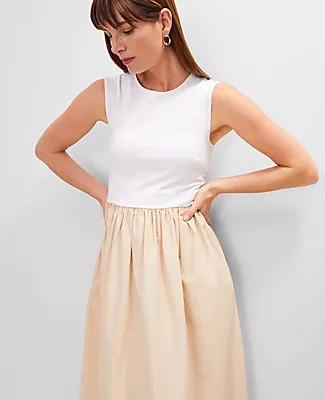 Ann Taylor Petite Crew Neck Mixed Media Flare Dress sold by Ann Taylor product image thumbnail 3