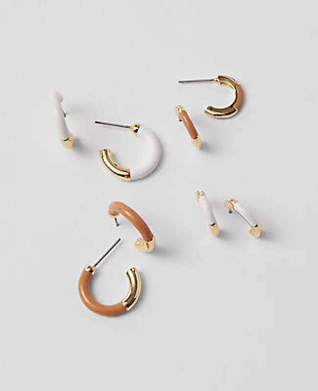 Ann Taylor Enamel Mini Hoop Earring Set sold by Ann Taylor