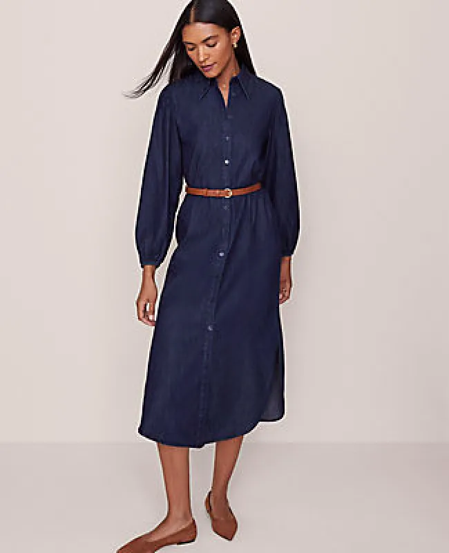 Ann Taylor Petite Chambray Column Midi Dress sold by Ann Taylor