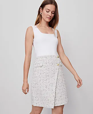 Ann Taylor Tweed Button Wrap Skirt sold by Ann Taylor