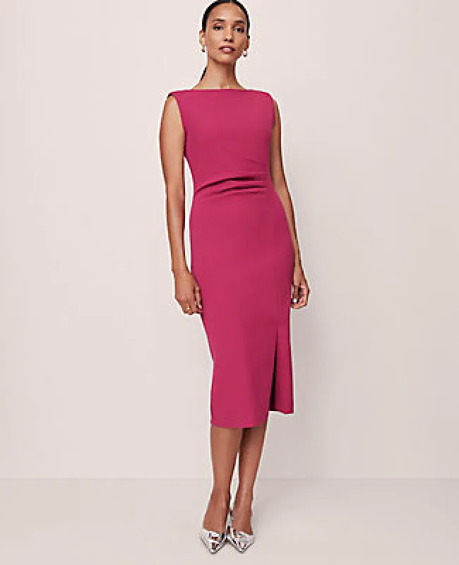 Ann Taylor Petite Gathered Midi Sheath Dress sold by Ann Taylor