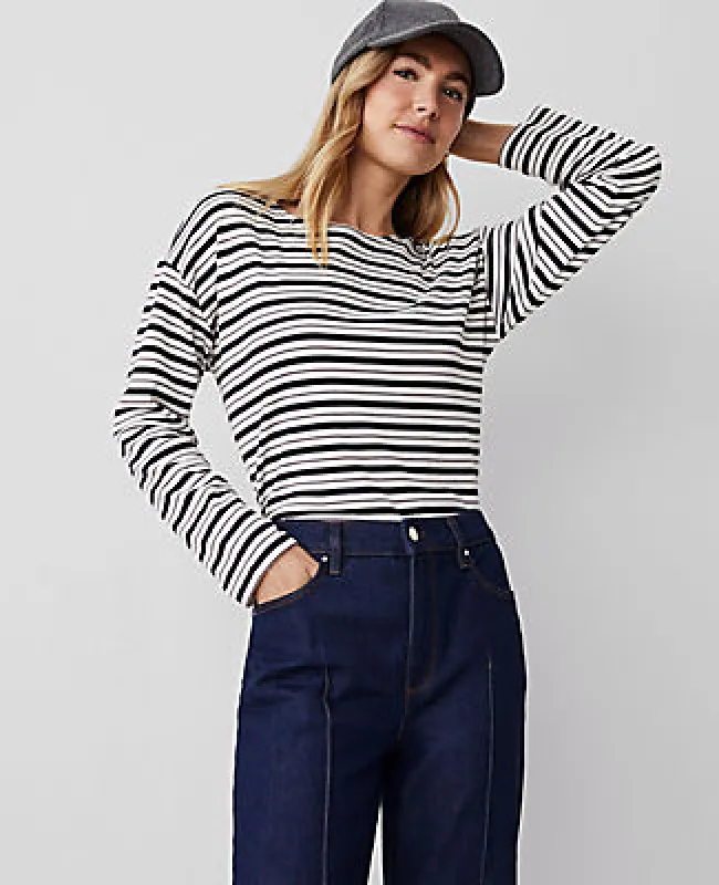 Ann Taylor Petite Weekend Collection Stripe Relaxed Long Sleeve Top sold by Ann Taylor
