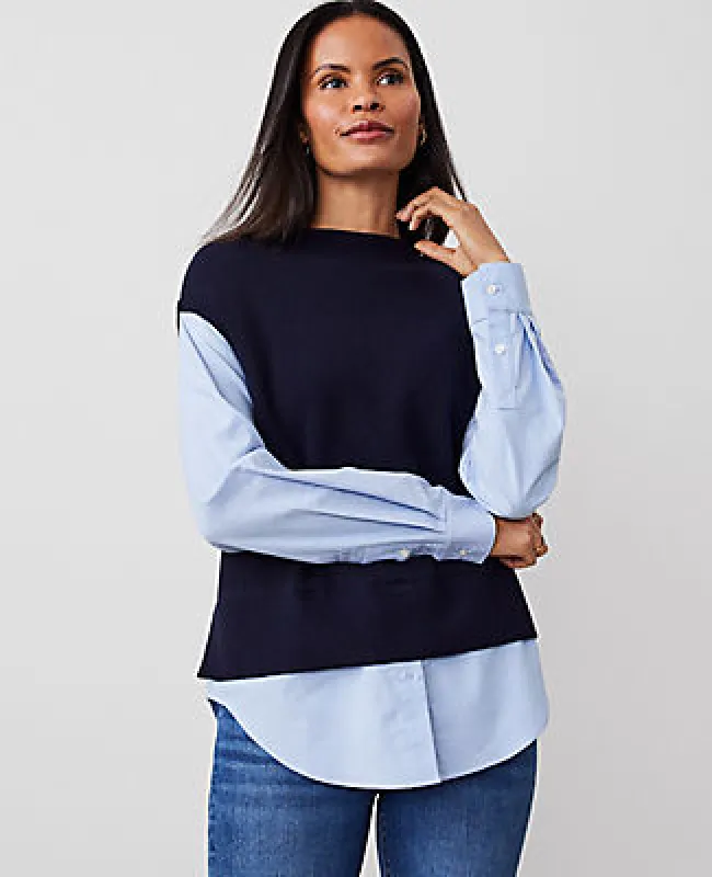 Ann Taylor Layered Mixed-Media Sweater sold by Ann Taylor