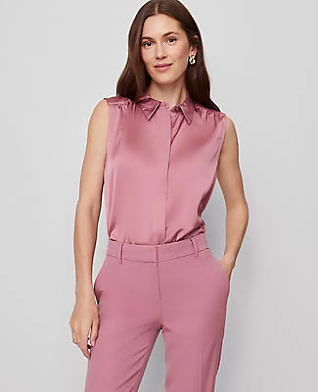 Ann Taylor Shirred Yoke Sleeveless Shirt sold by Ann Taylor