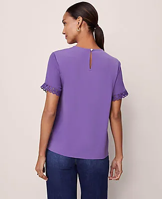 Ann Taylor Lace Trim Mixed Media Top sold by Ann Taylor product image thumbnail 2