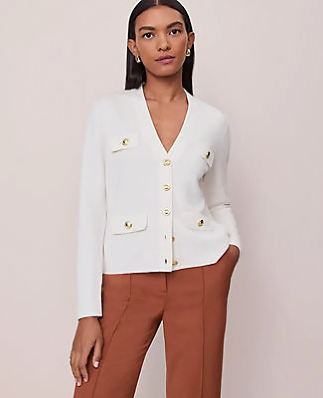 Ann Taylor V-Neck Sweater Jacket sold by Ann Taylor