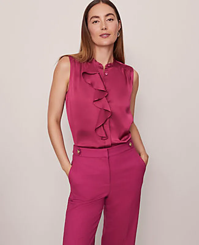 Ann Taylor Satin Ruffle Sleeveless Blouse sold by Ann Taylor