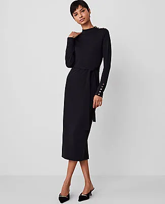 Ann Taylor Petite Mock Neck Belted Column Knit Midi Dress sold by Ann Taylor