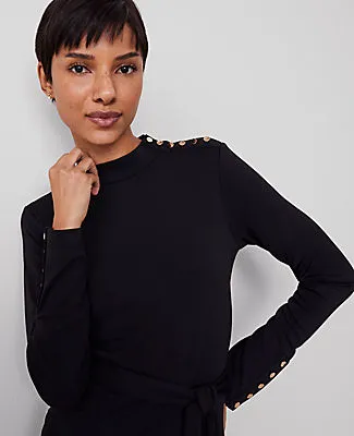 Ann Taylor Petite Mock Neck Belted Column Knit Midi Dress sold by Ann Taylor product image thumbnail 3