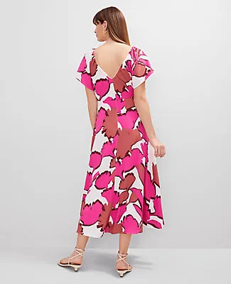 Ann Taylor Floral Flutter Sleeve Midi Dress sold by Ann Taylor product image thumbnail 2