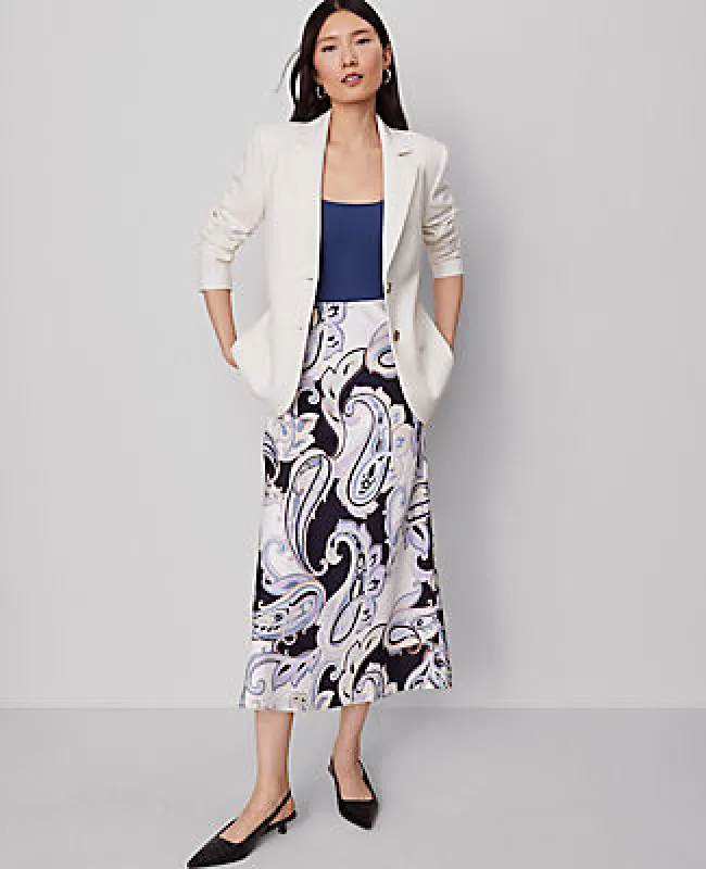 Ann Taylor Paisley Satin Bias Slip Skirt sold by Ann Taylor