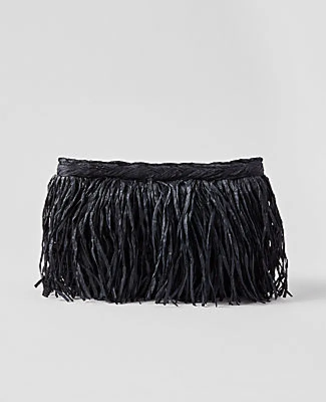Ann Taylor Raffia Fringe Clutch sold by Ann Taylor