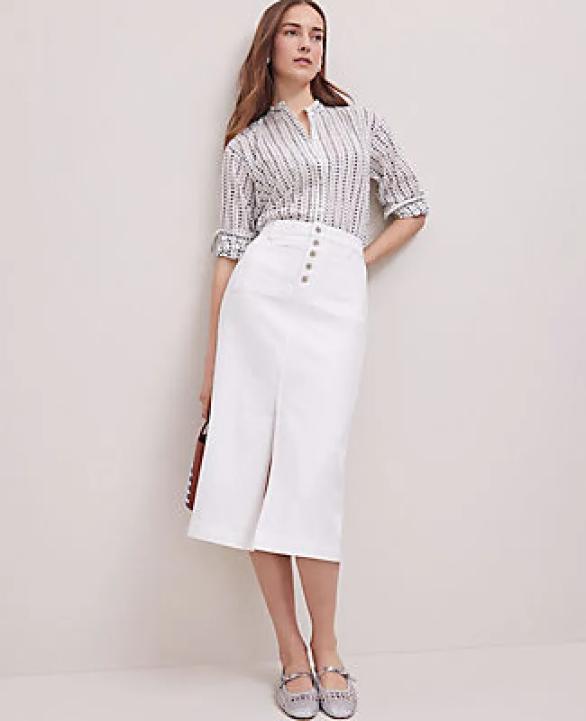Ann Taylor Weekend Collection Denim Midi Skirt sold by Ann Taylor