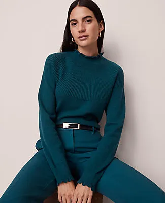 Ann Taylor Ruffle Trimmed Mock Neck Sweater sold by Ann Taylor