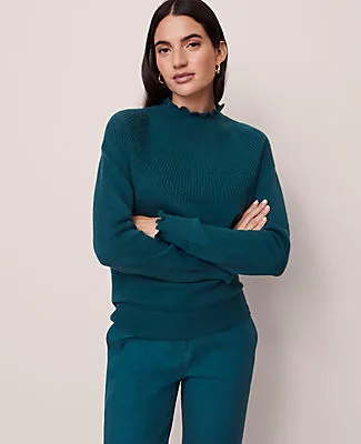 Ann Taylor Ruffle Trimmed Mock Neck Sweater sold by Ann Taylor product image thumbnail 3