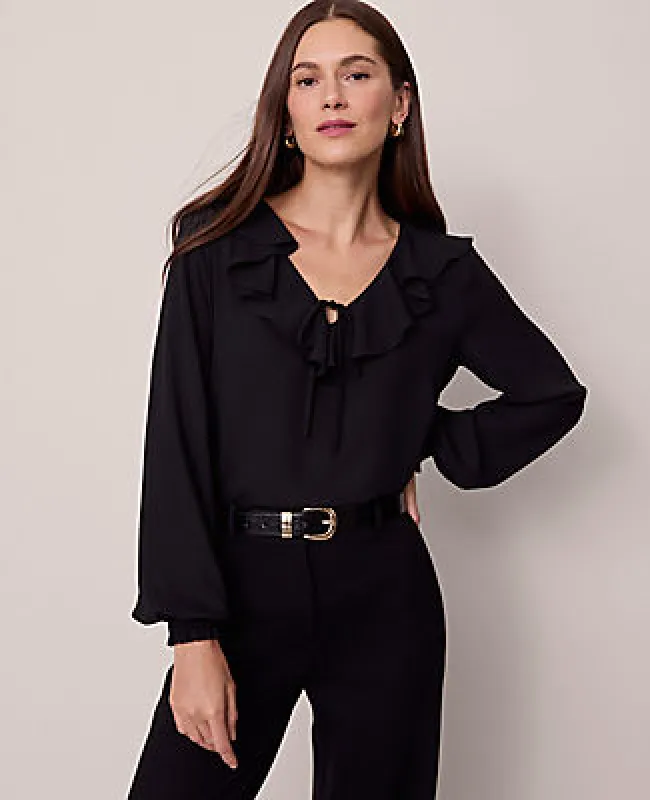 Ann Taylor Petite Tie Neck Ruffle Blouse sold by Ann Taylor