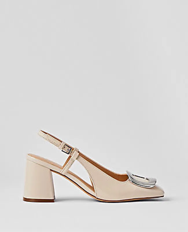 Ann Taylor Patent Block Heel Buckle Slingback Pumps sold by Ann Taylor