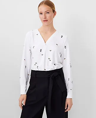 Ann Taylor Petite Floral Mixed Media Pleat Front Top sold by Ann Taylor