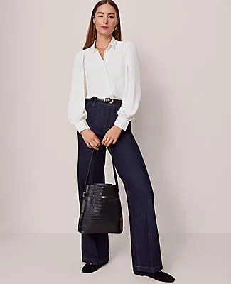 Ann Taylor Petite Lace Collar Blouson Sleeve Shirt sold by Ann Taylor product image thumbnail 4