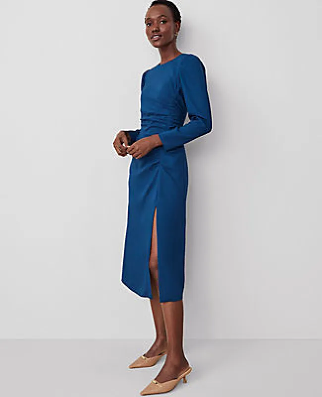 Ann Taylor Petite Ruched Midi Dress sold by Ann Taylor