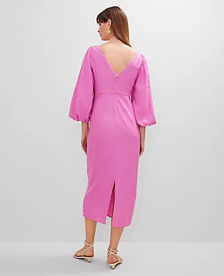 Ann Taylor Petite Linen Blend Puff Sleeve Midi Dress sold by Ann Taylor product image thumbnail 3
