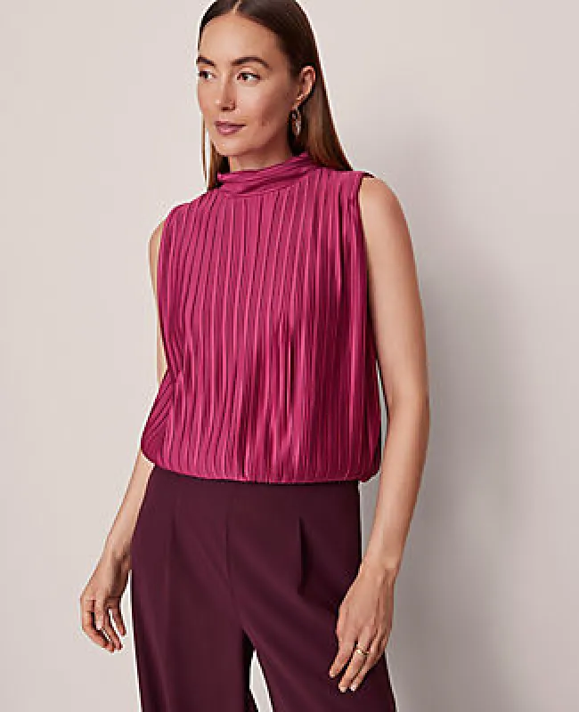 Ann Taylor Mock Neck Bubble Hem Top sold by Ann Taylor
