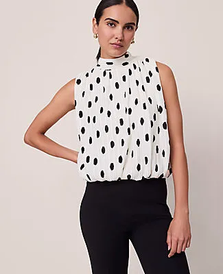 Ann Taylor Dotted Mock Neck Bubble Hem Top sold by Ann Taylor
