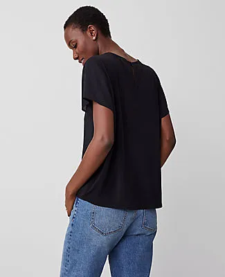 Ann Taylor Mixed Media Crew Neck Tee sold by Ann Taylor product image thumbnail 2