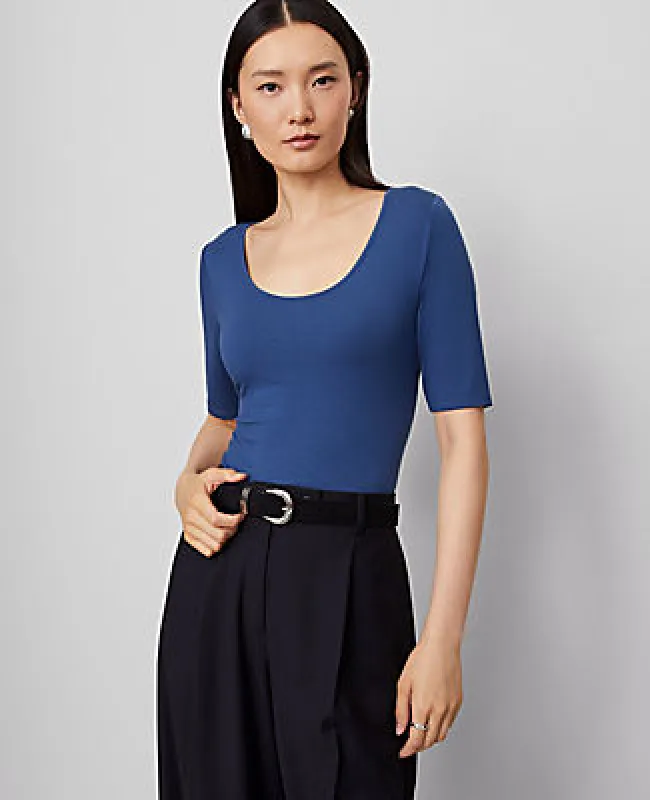 Ann Taylor Scoop Neck Elbow Sleeve Tee sold by Ann Taylor