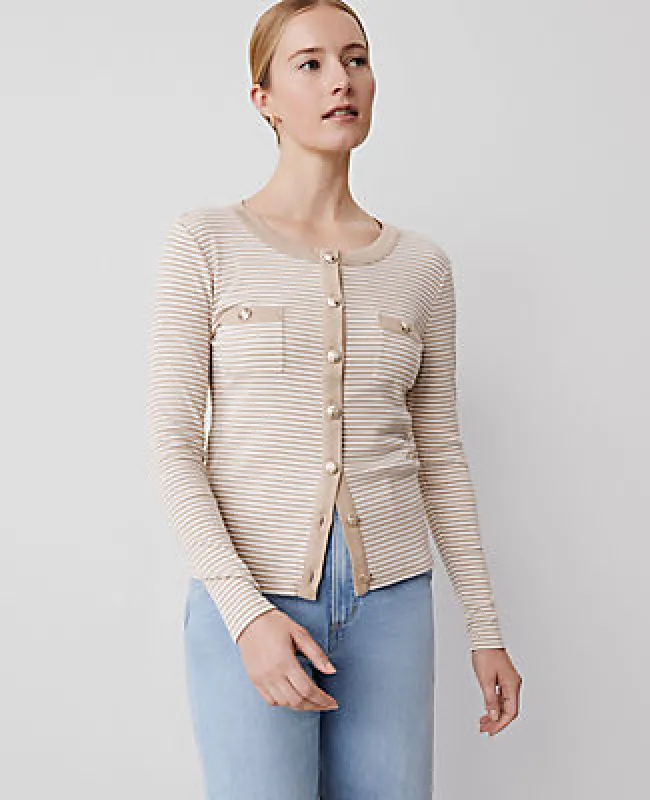 Ann Taylor Stripe Button Knit Jacket made by Ann Taylor