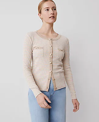 Ann Taylor Stripe Button Knit Jacket sold by Ann Taylor