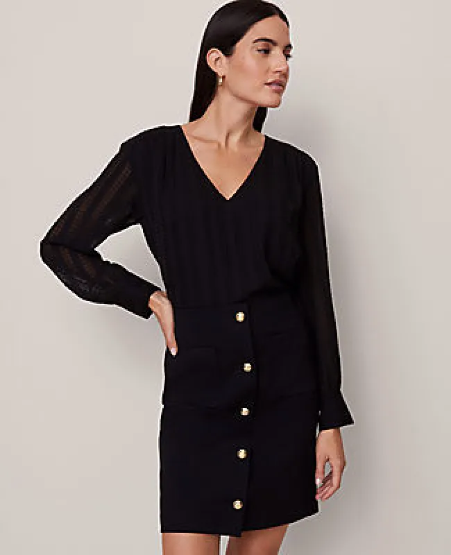 Ann Taylor Petite V-Neck Popover Top sold by Ann Taylor