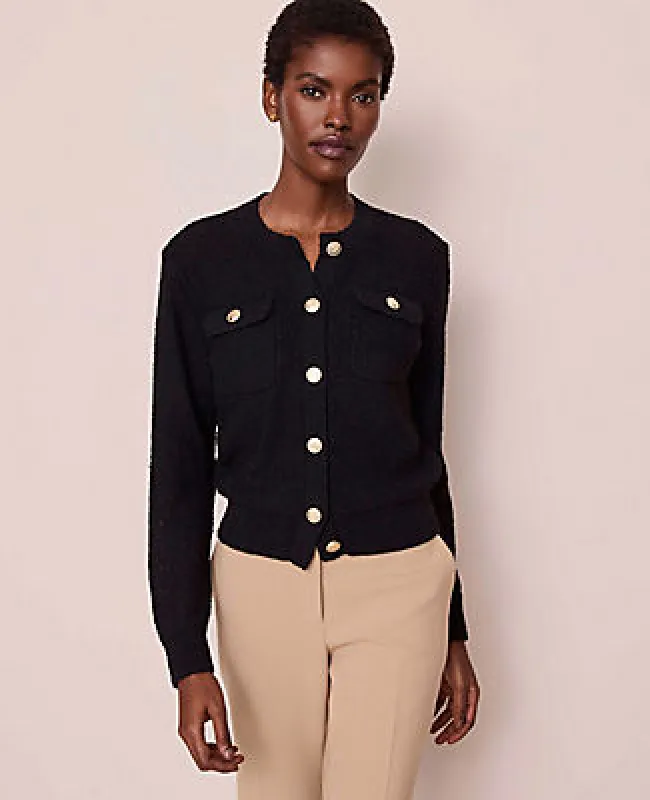 Ann Taylor Bouclé Crew Neck Cardigan sold by Ann Taylor