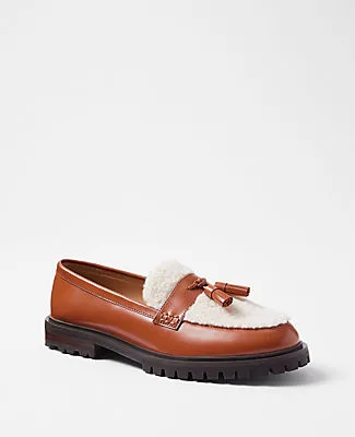 Ann Taylor Shearling Leather Tassel Loafers sold by Ann Taylor