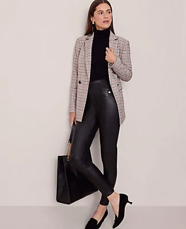 Ann Taylor The Petite Seamed Button Legging in Faux Leather sold by Ann Taylor