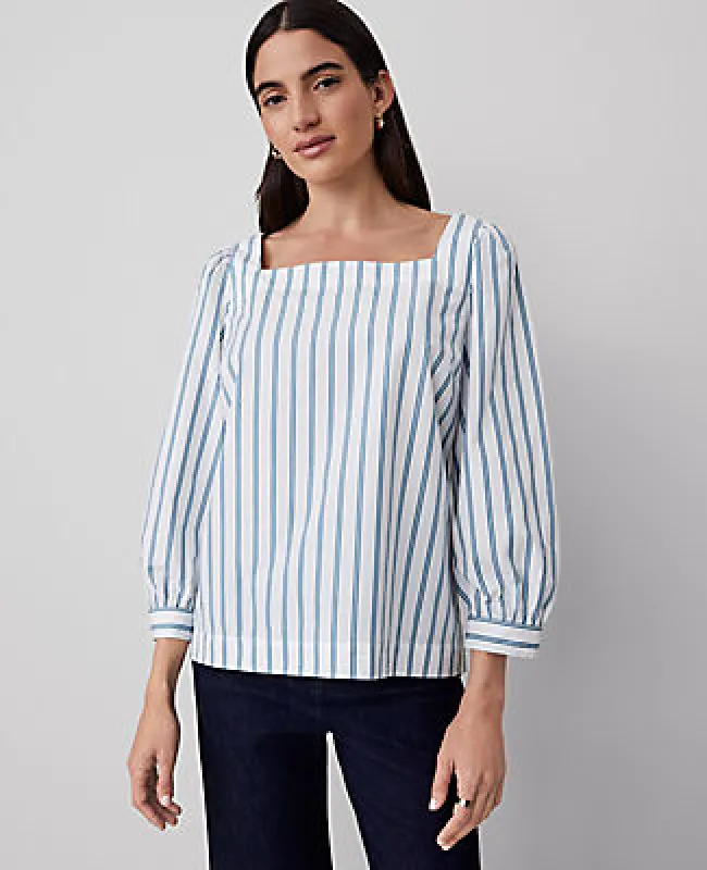 Ann Taylor Striped Puff Sleeve Blouse sold by Ann Taylor