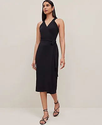 Ann Taylor Petite Halter Wrap Midi Dress sold by Ann Taylor product image thumbnail 3