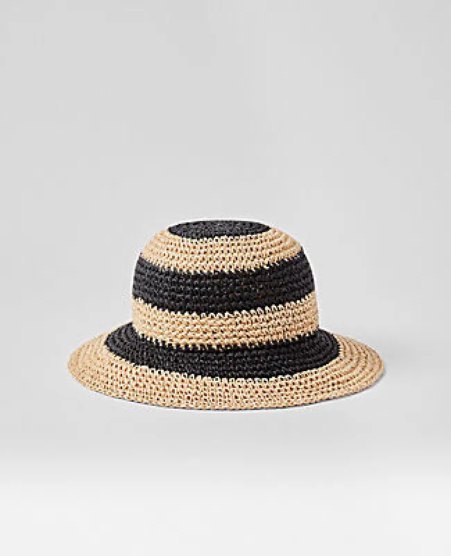 Ann Taylor Striped Straw Bucket Hat sold by Ann Taylor