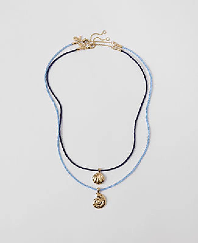 Ann Taylor Shell Corded Pendant Necklace sold by Ann Taylor