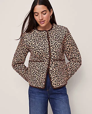 Ann Taylor Petite Weekend Collection Animal Print Quilted Jacket sold by Ann Taylor product image thumbnail 2
