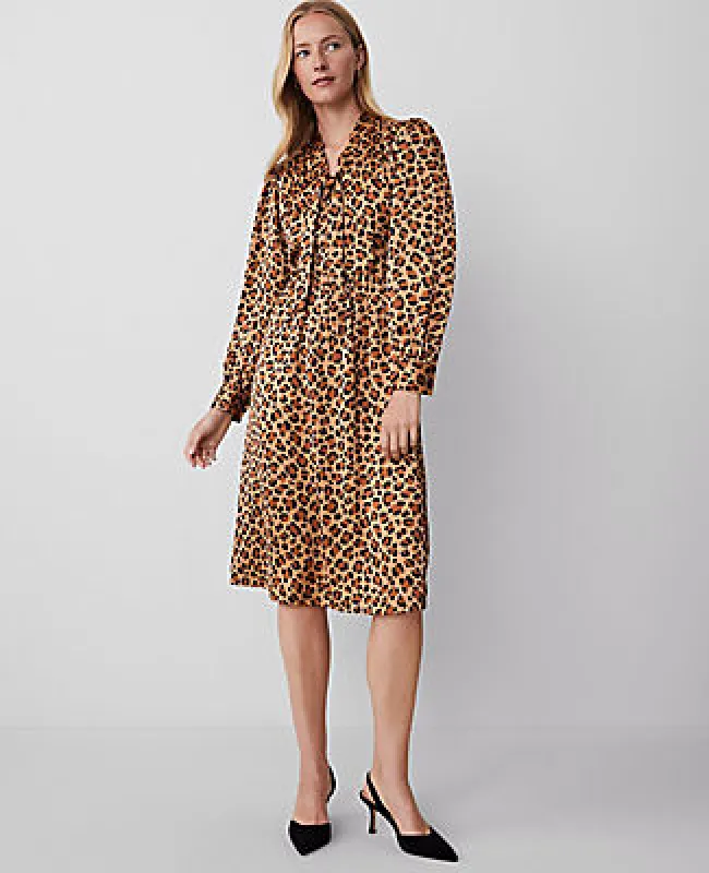 Ann Taylor Animal Print Tie Neck Midi Dress sold by Ann Taylor