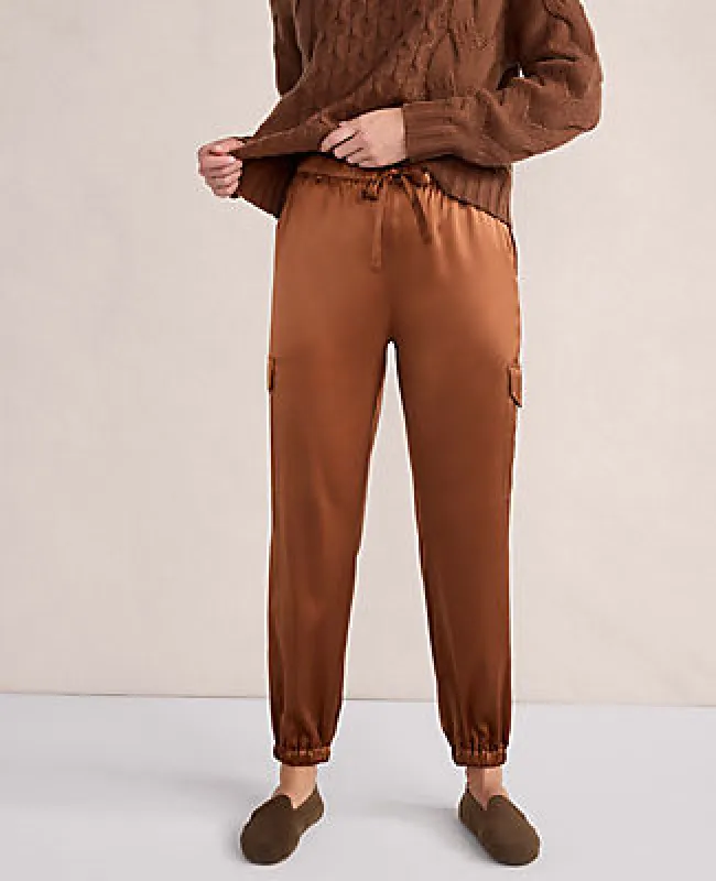 Ann Taylor Haven Well Within Washable Silk Drawstring Cargo Joggers sold by Ann Taylor