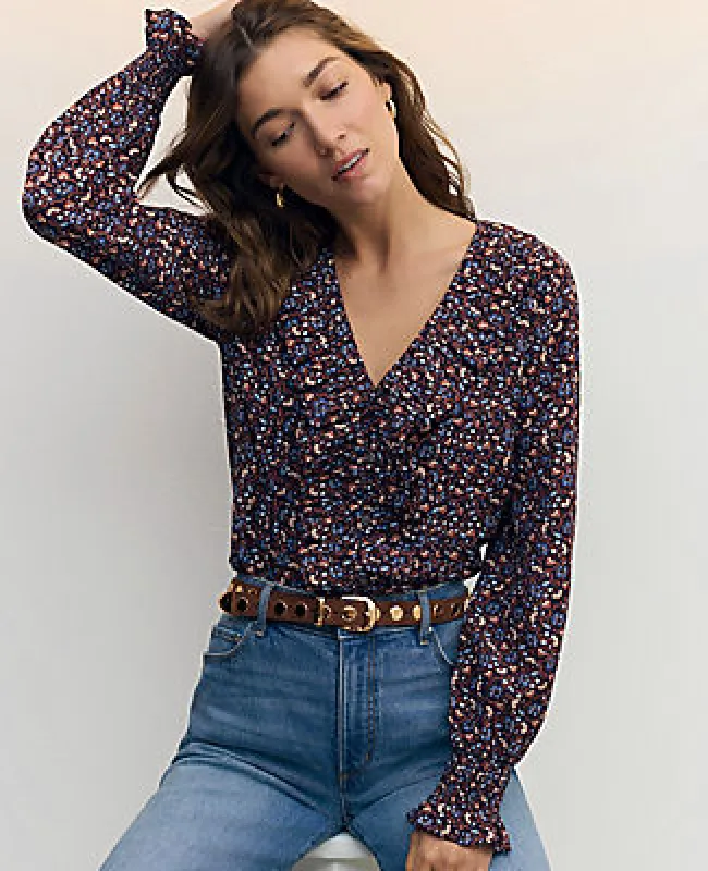Ann Taylor Weekend Collection Floral Ruffle Popover Top sold by Ann Taylor