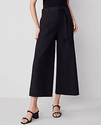 Ann Taylor The Belted Cropped Palazzo Pant in Poplin sold by Ann Taylor product image thumbnail 3