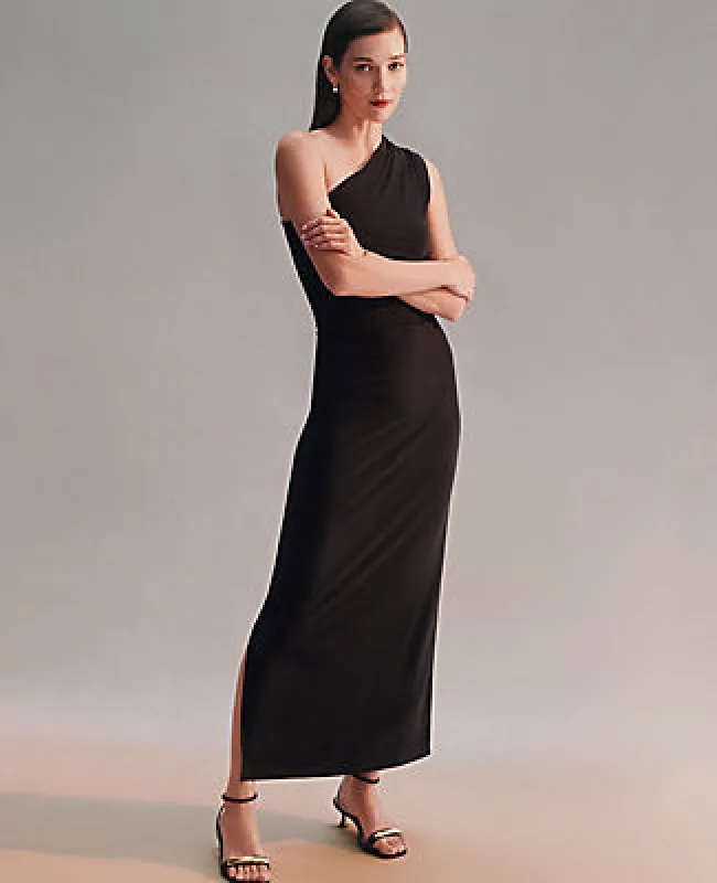 Ann Taylor One Shoulder Shirred Midi Dress sold by Ann Taylor