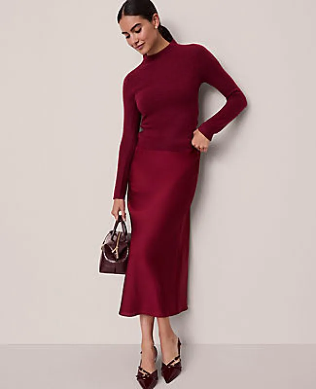 Ann Taylor Satin Bias Midi Slip Skirt sold by Ann Taylor