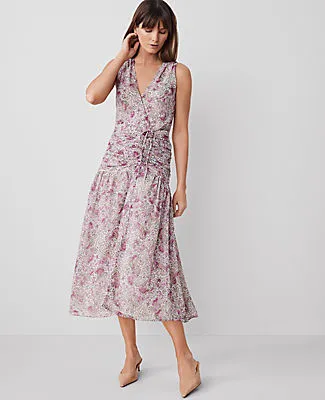 Ann Taylor Petite Floral Ruched Flare Dress sold by Ann Taylor product image thumbnail 2