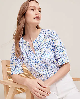 Ann Taylor Paisley Floral Half Sleeve Popover Top sold by Ann Taylor